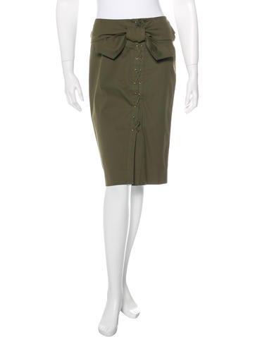 Yves Saint Laurent Lace-Up Pencil Skirt