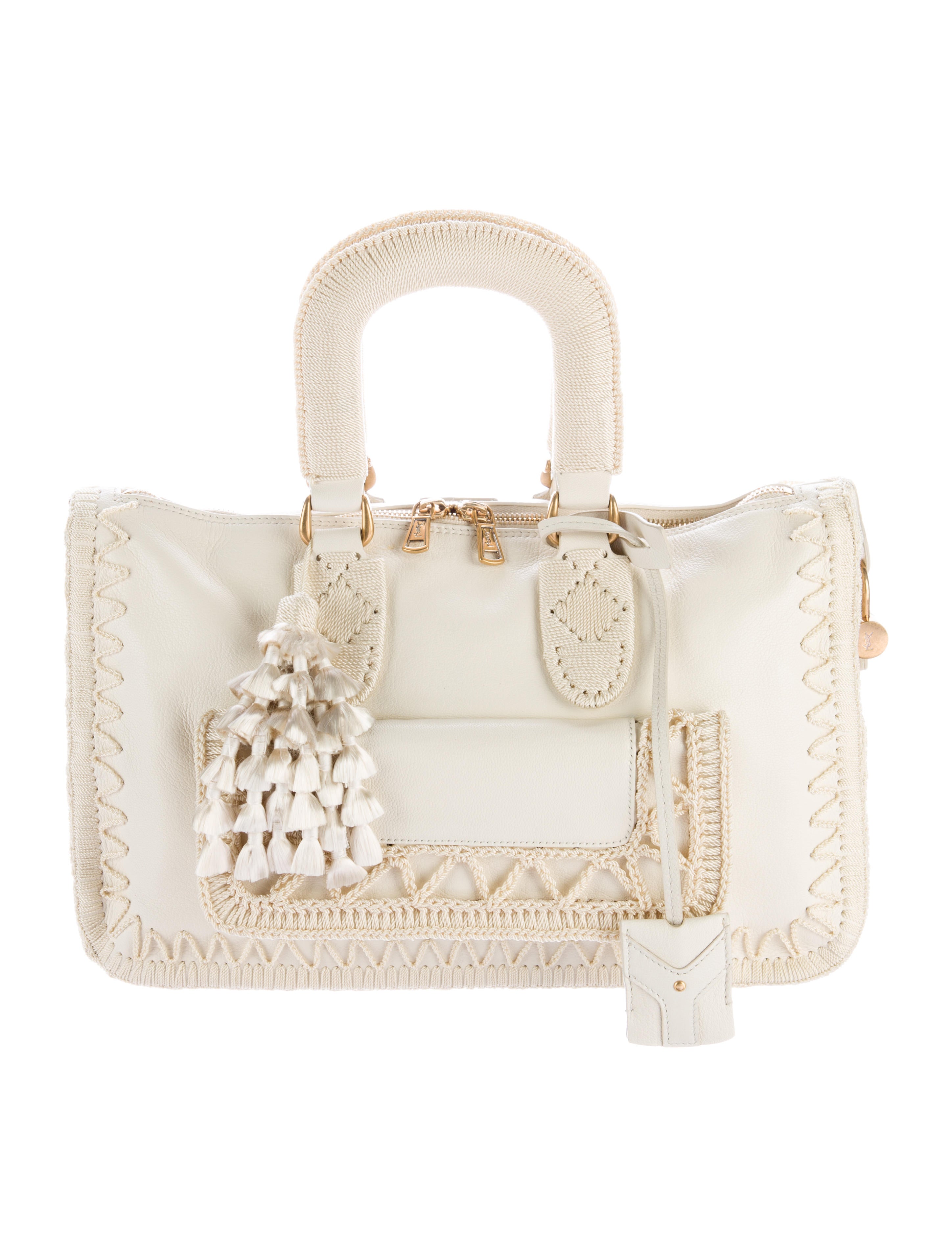 Yves Saint Laurent Crochet Leather Handle Bag Handbags YVE52038