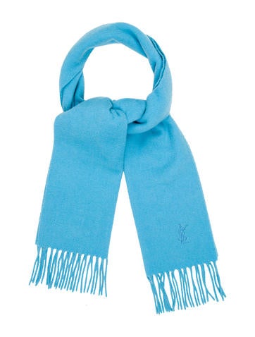 Yves Saint Laurent Logo-Embroidered Fringe Scarf