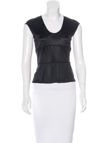 Yves Saint Laurent Paneled Scoop-Neck Top