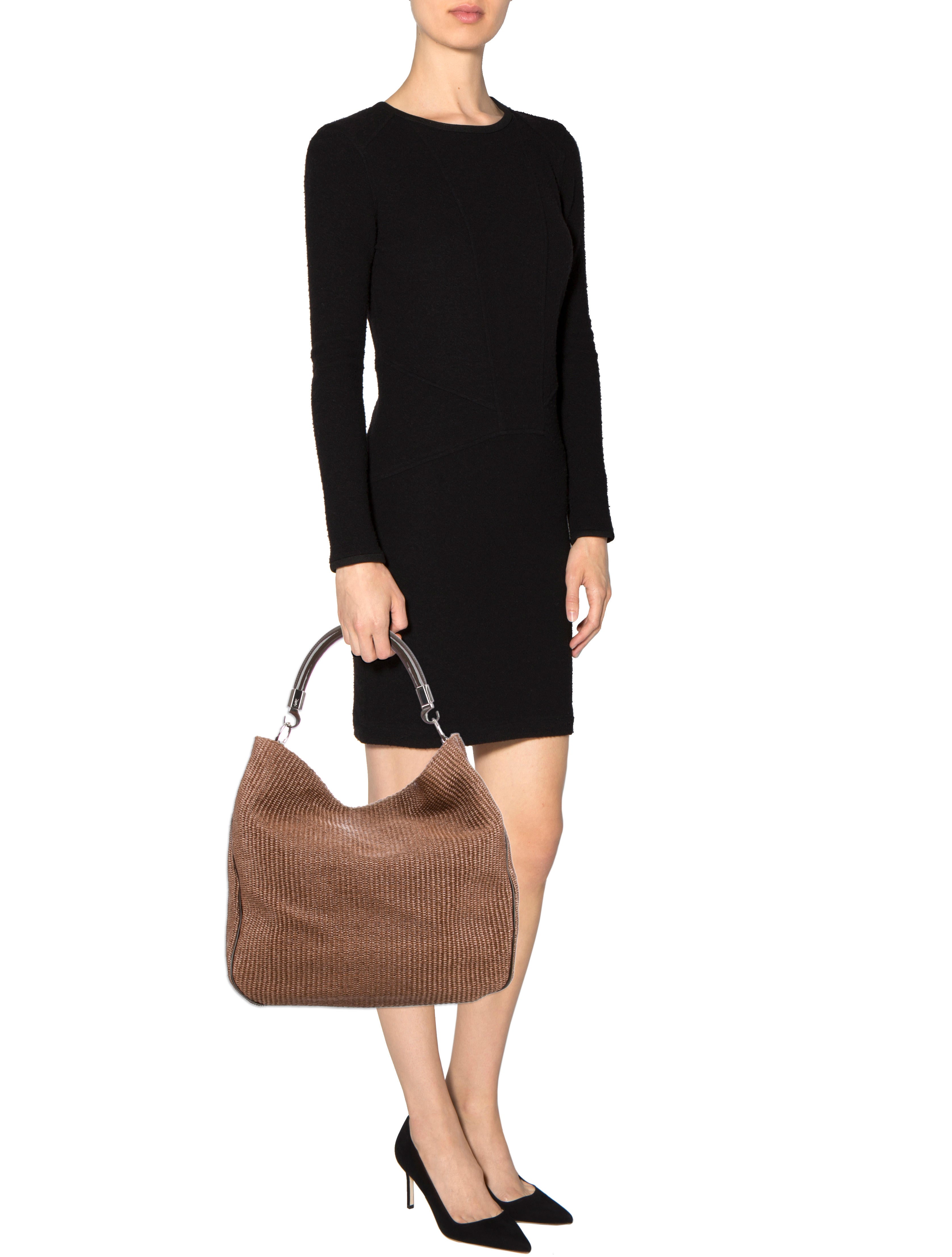Yves Saint Laurent Straw Roady Bag Brown Handle Bags, Handbags