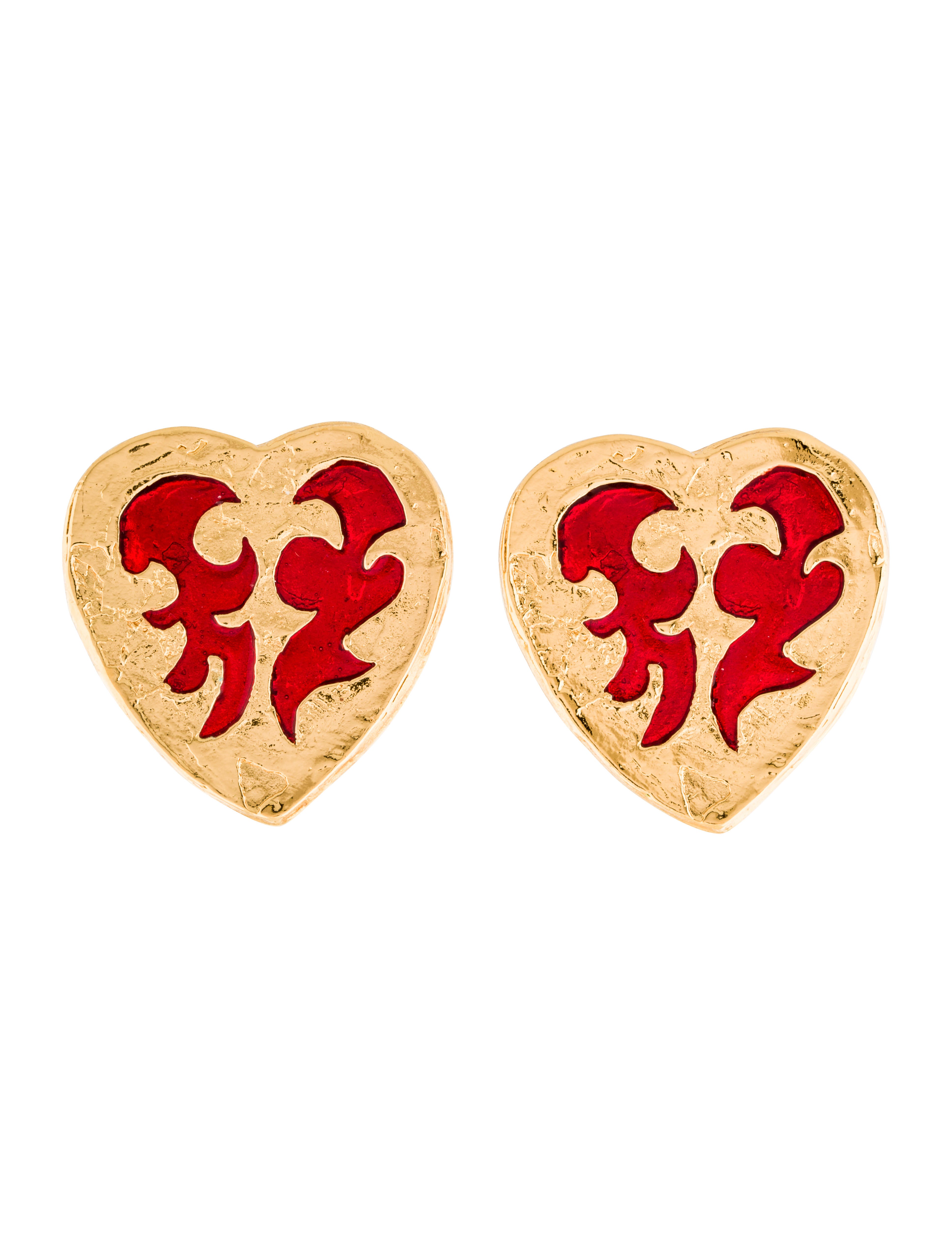Yves Saint Laurent Enamel Heart Earrings Earrings YVE60845 The