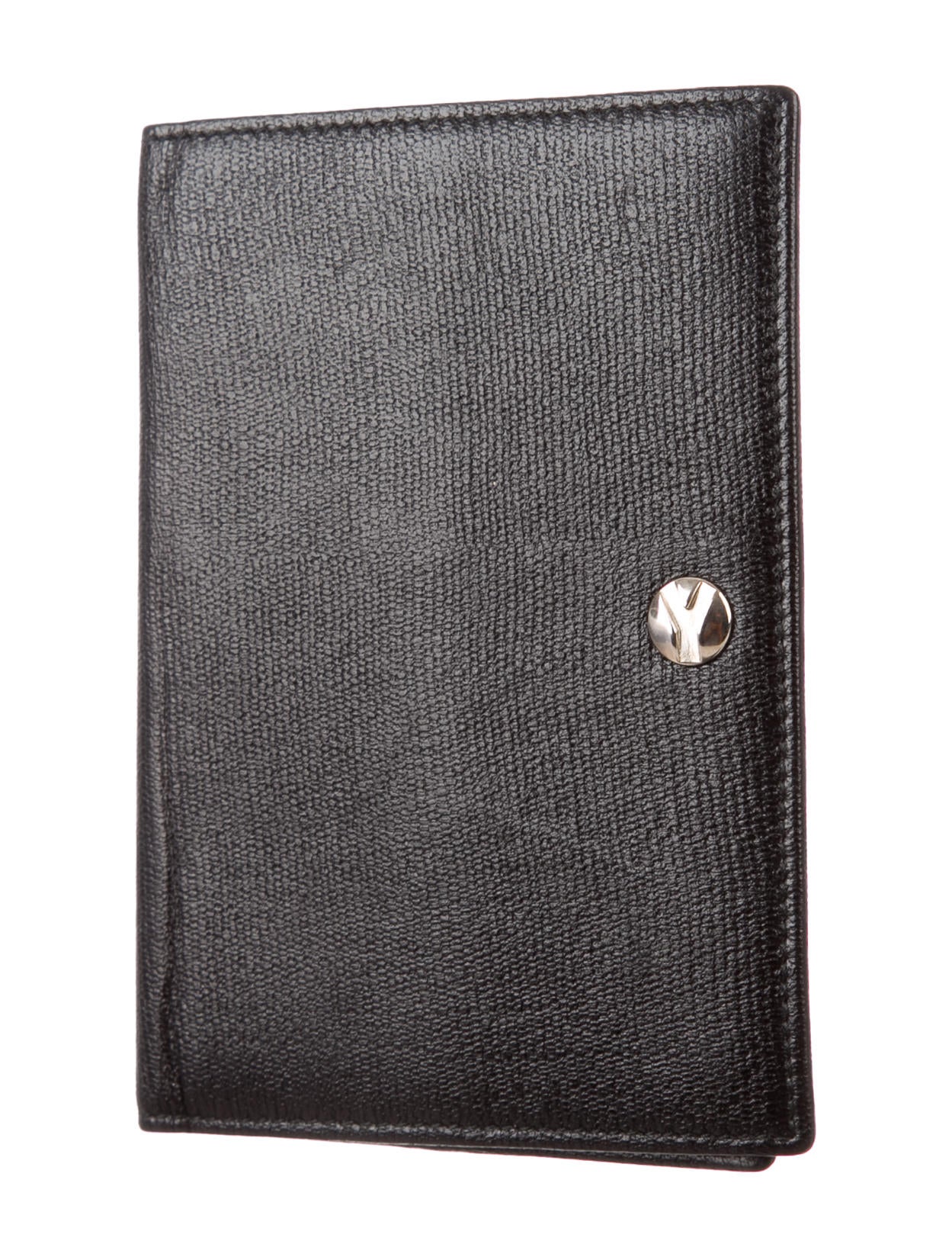 Yves Saint Laurent Leather Passport Holder Black Wallets, Accessories