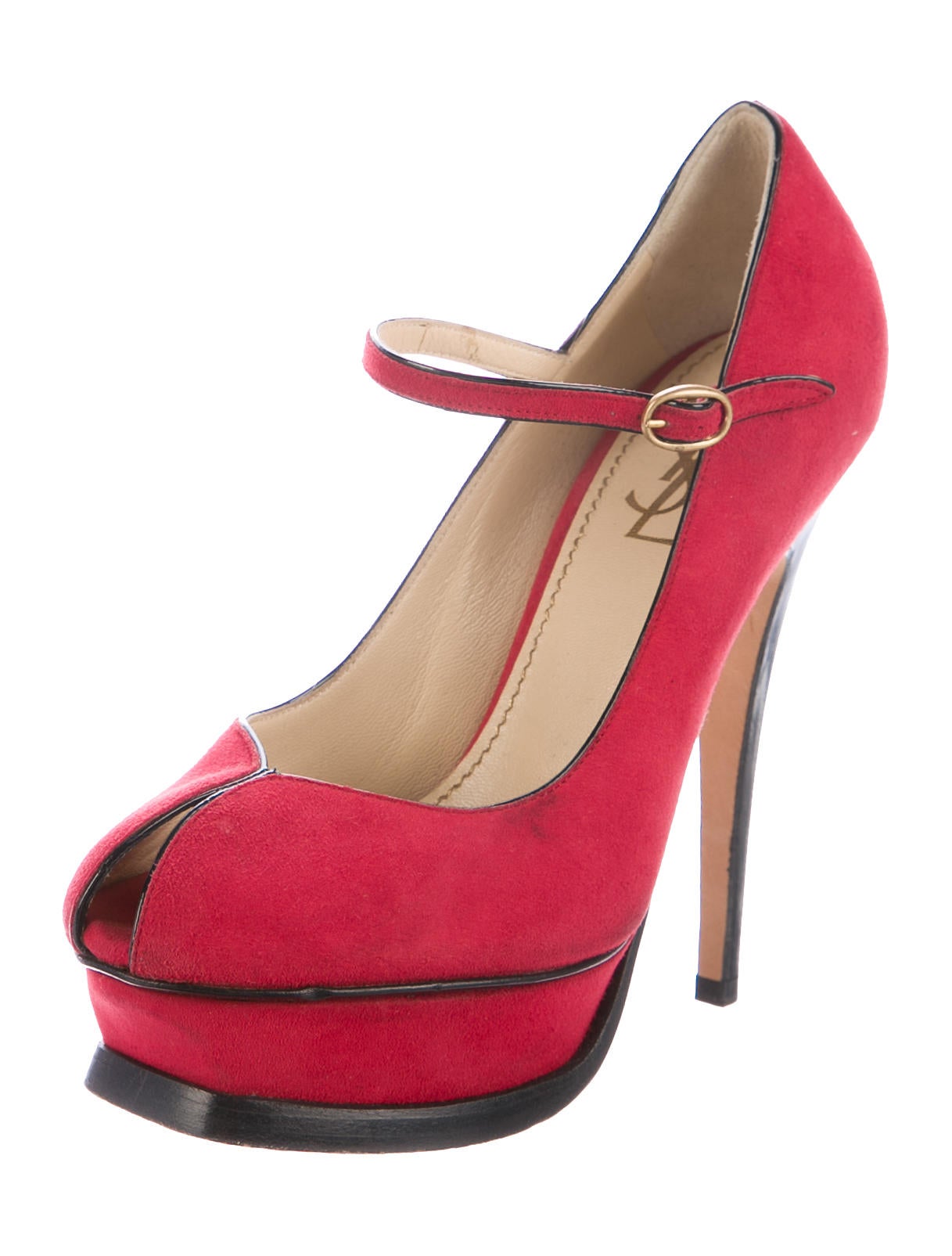 Yves Saint Laurent Peep-Toe Mary Jane Pumps - Red Pumps, Shoes ...