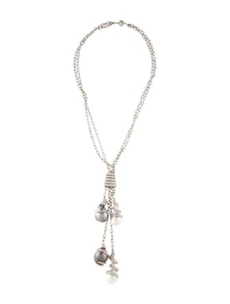 Yvel 18K Pearl & Diamond Tassel Lavalier Necklace