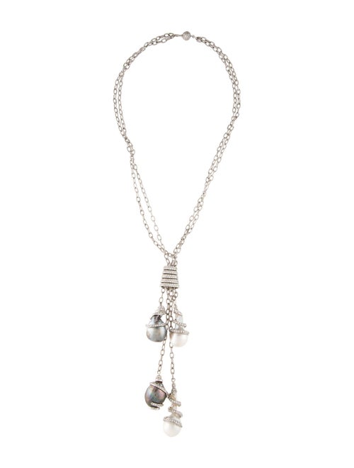 Yvel 18K Pearl & Diamond Tassel Lavalier Necklace