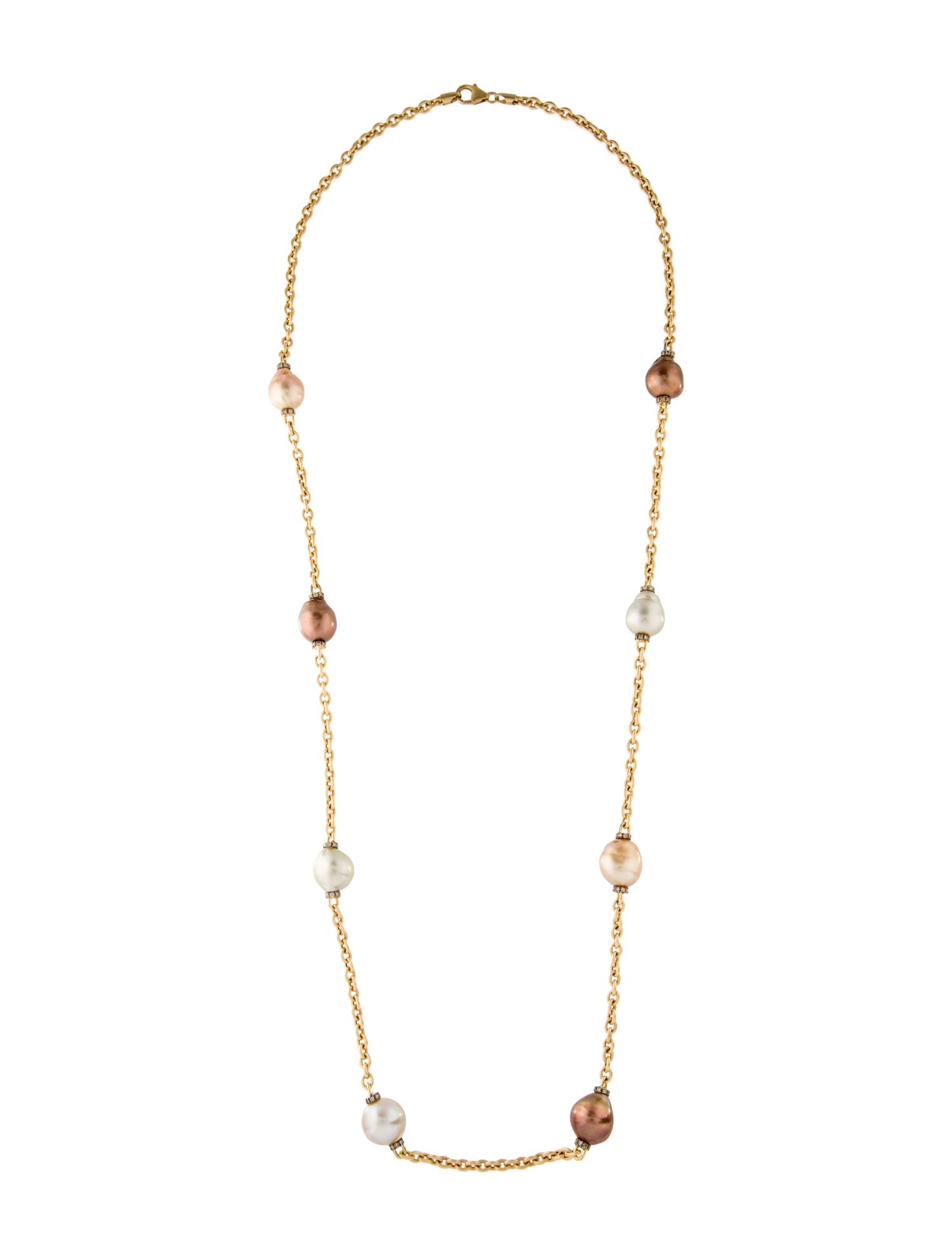 Yvel 18K Dyed Pearl & 1.92ctw Diamond Station Necklace