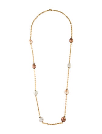 Yvel 18K Dyed Pearl & 1.92ctw Diamond Station Necklace