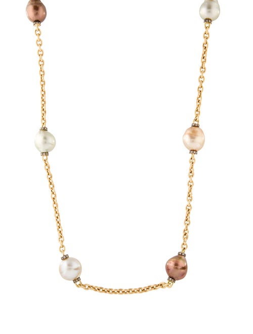 Yvel 18K Dyed Pearl & 1.92ctw Diamond Station Necklace
