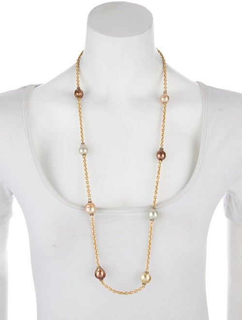 Yvel 18K Dyed Pearl & 1.92ctw Diamond Station Necklace