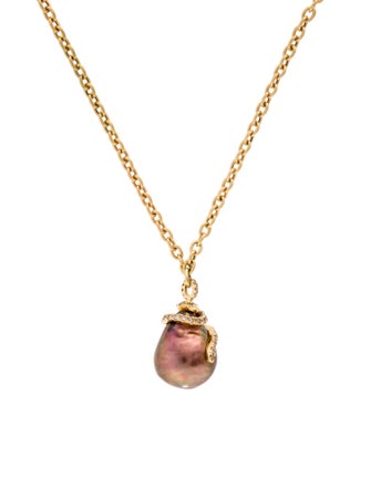 Yvel 18K Dyed Pearl & Diamond Pendant Necklace