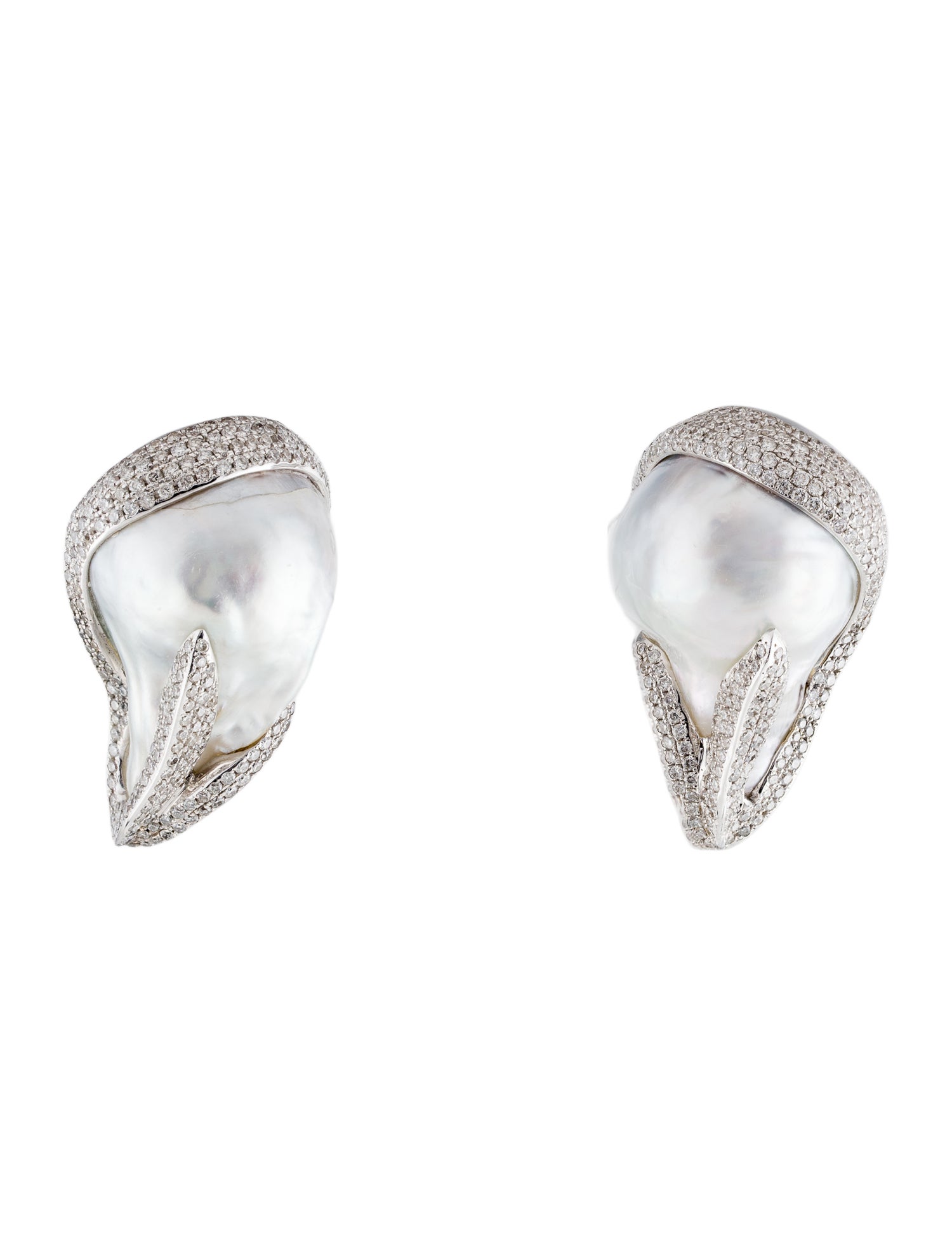 Yvel 18K Pearl & 2.18ctw Diamond Earclip Earrings
