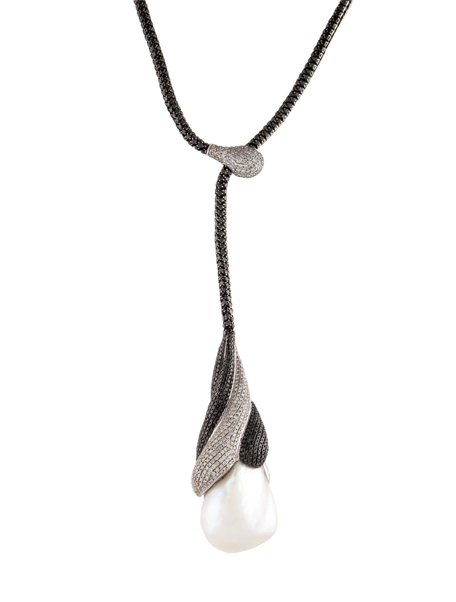 Yvel 18K Pearl & 14.75ctw Diamond Lariat Necklace