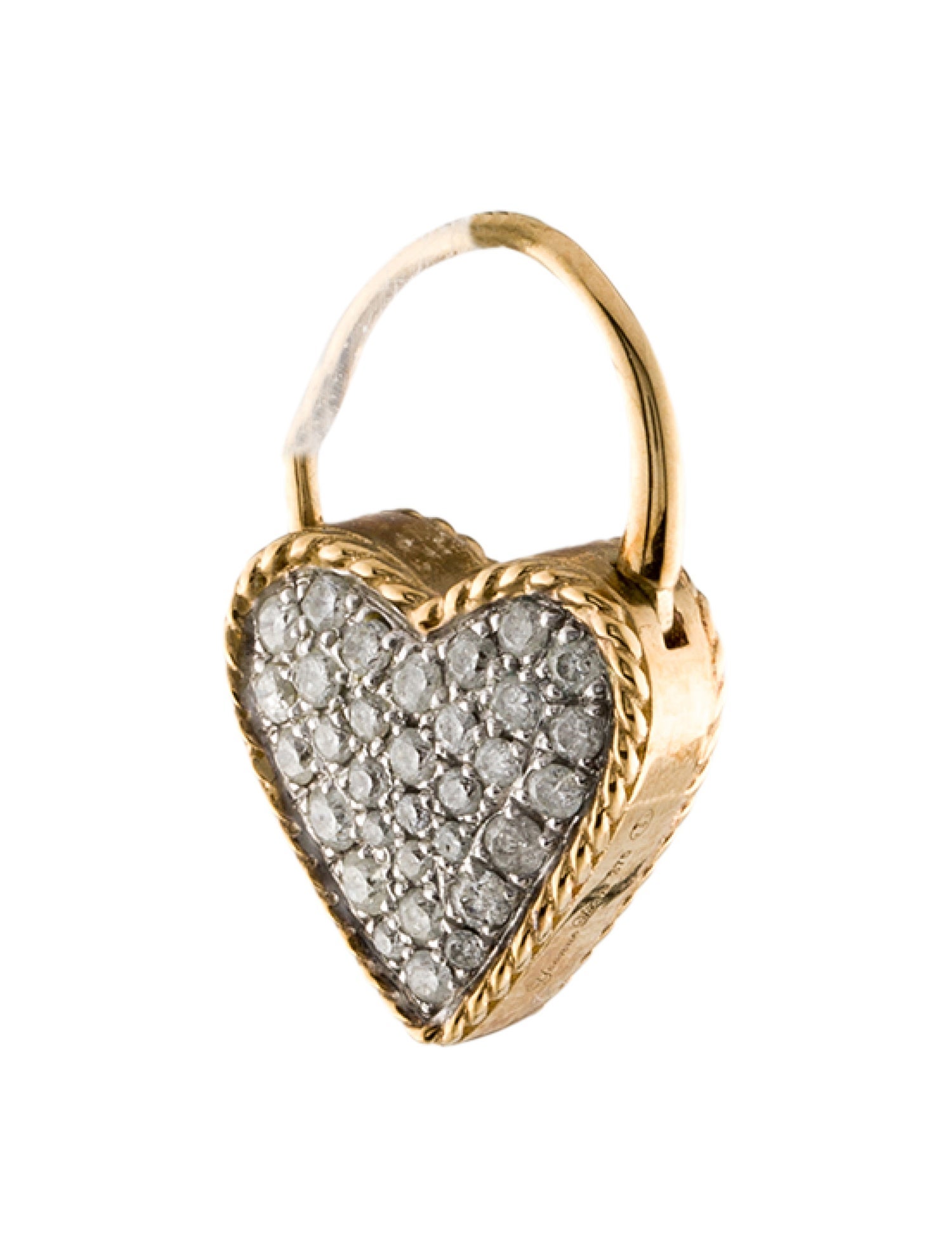 Yvonne Léon 9K Diamond 'Creole Cadenas Coeur' Single Drop Earring