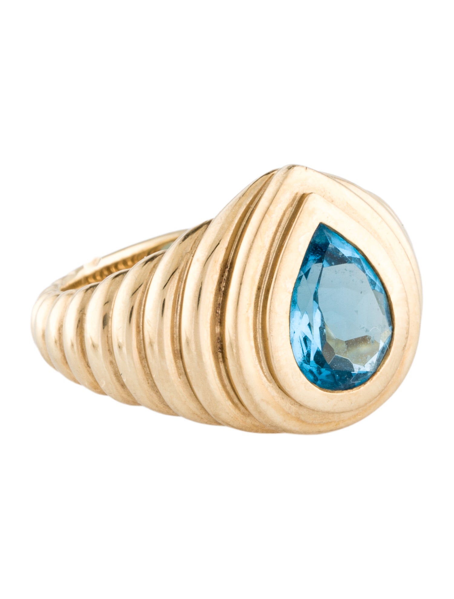 Yvonne Léon 9K 1.69ct Topaz Poire Signet Ring