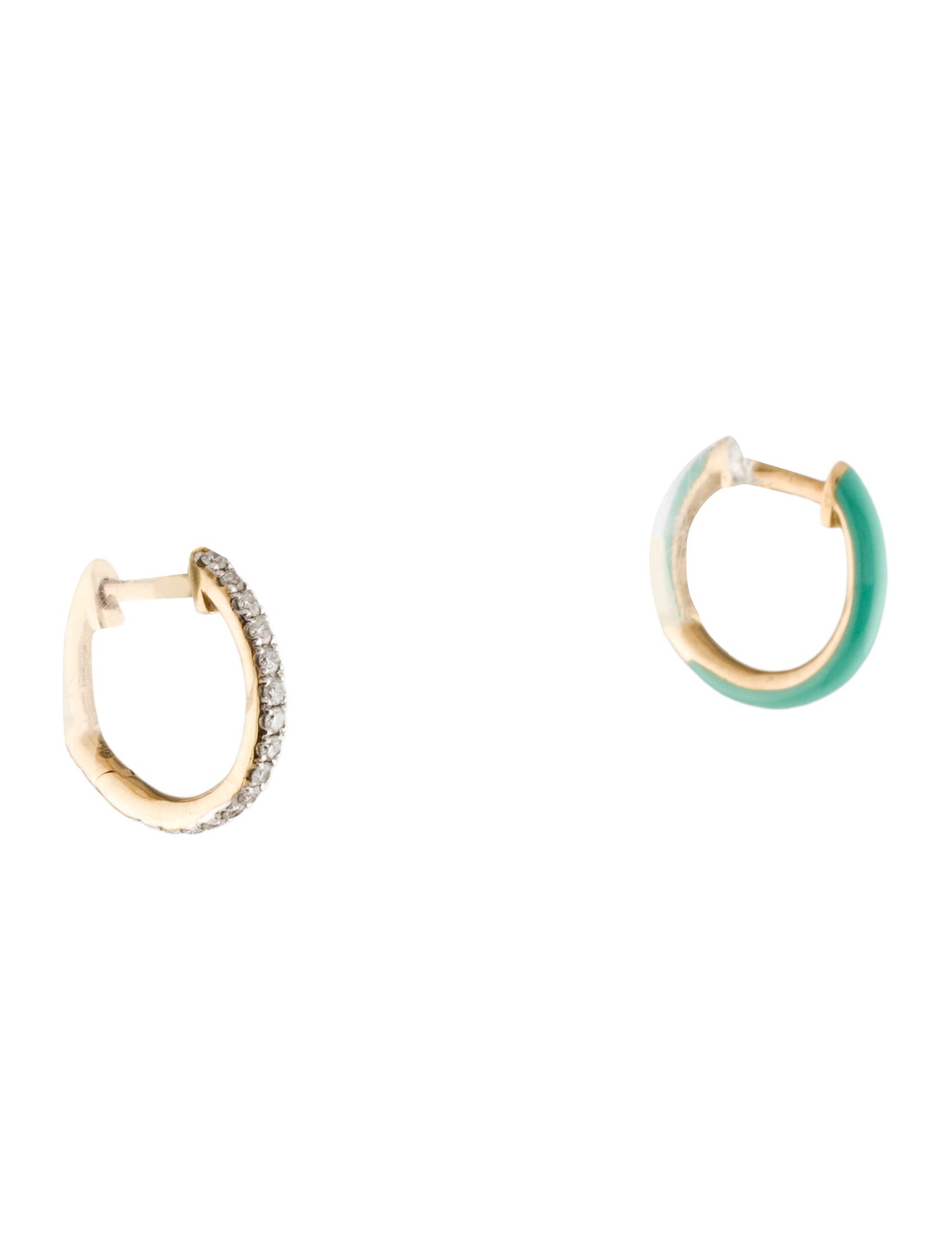 Yvonne Léon 9K Diamond & Enamel Mismatched Huggie Earrings