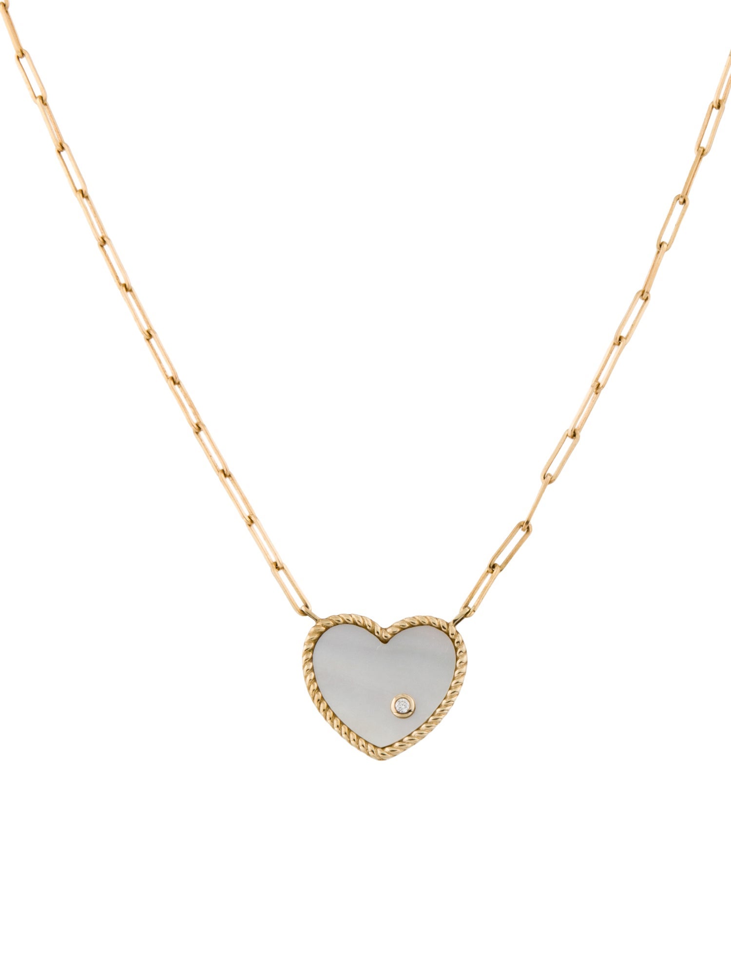 Yvonne Léon Mother of Pearl Heart Solitaire Necklace
