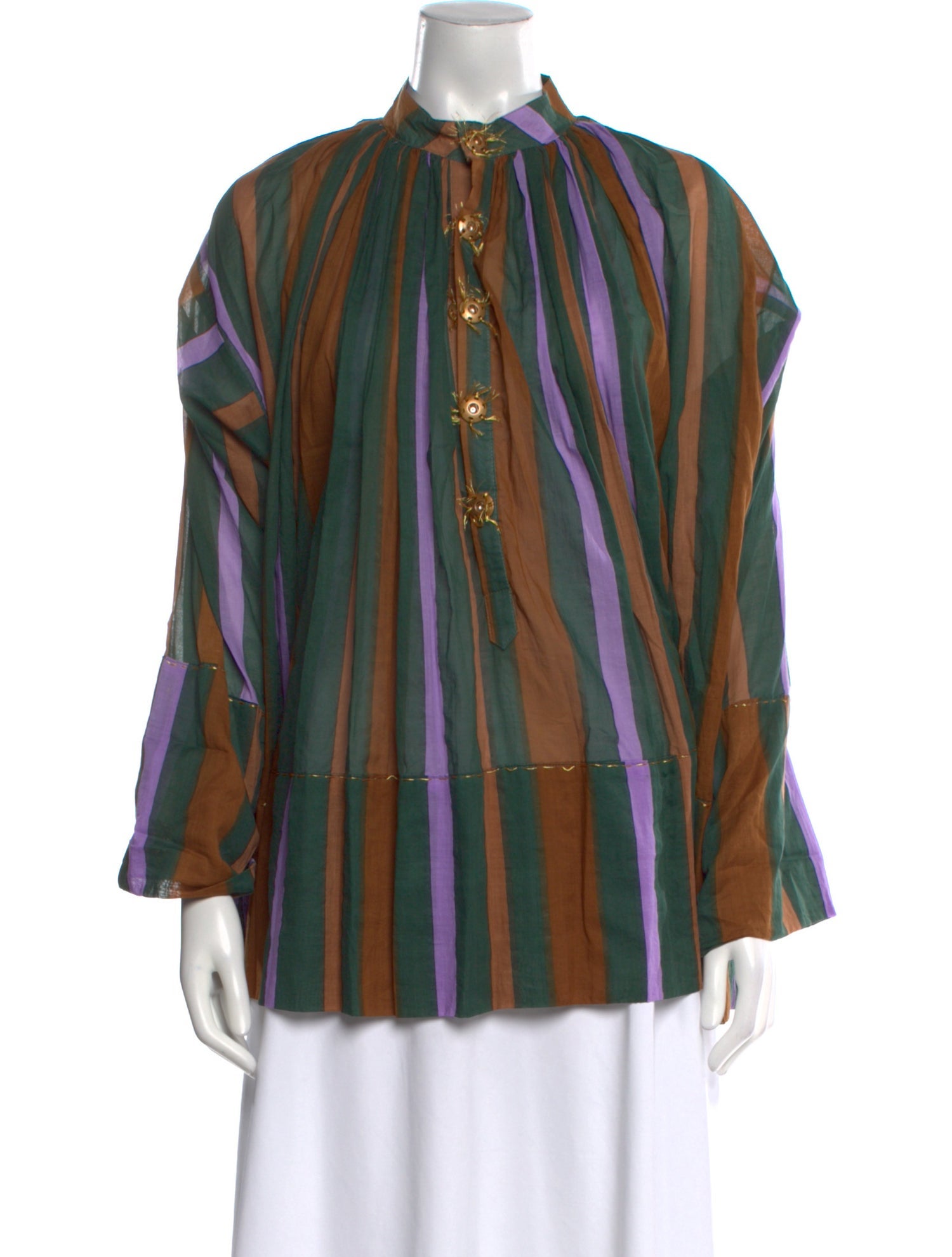 Yvonne S Striped Mock Neck Polo