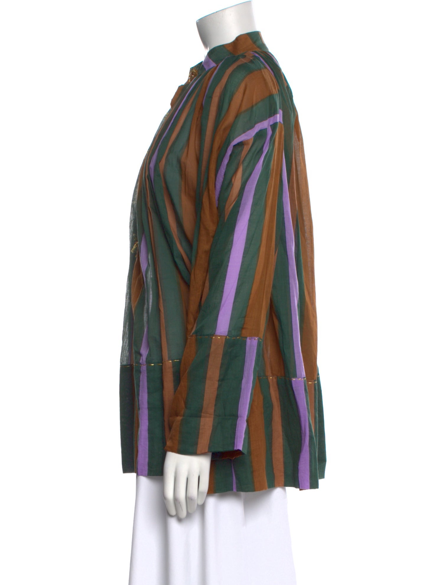 Yvonne S Striped Mock Neck Polo