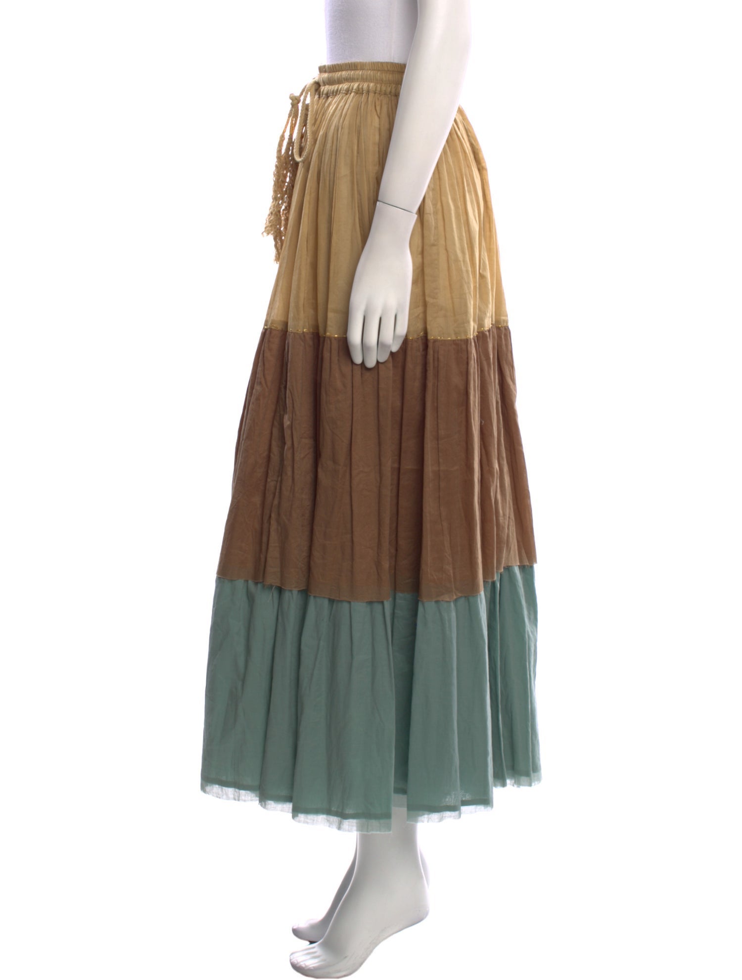 Yvonne S Whipstitch Trim Midi Length Skirt w/ Tags