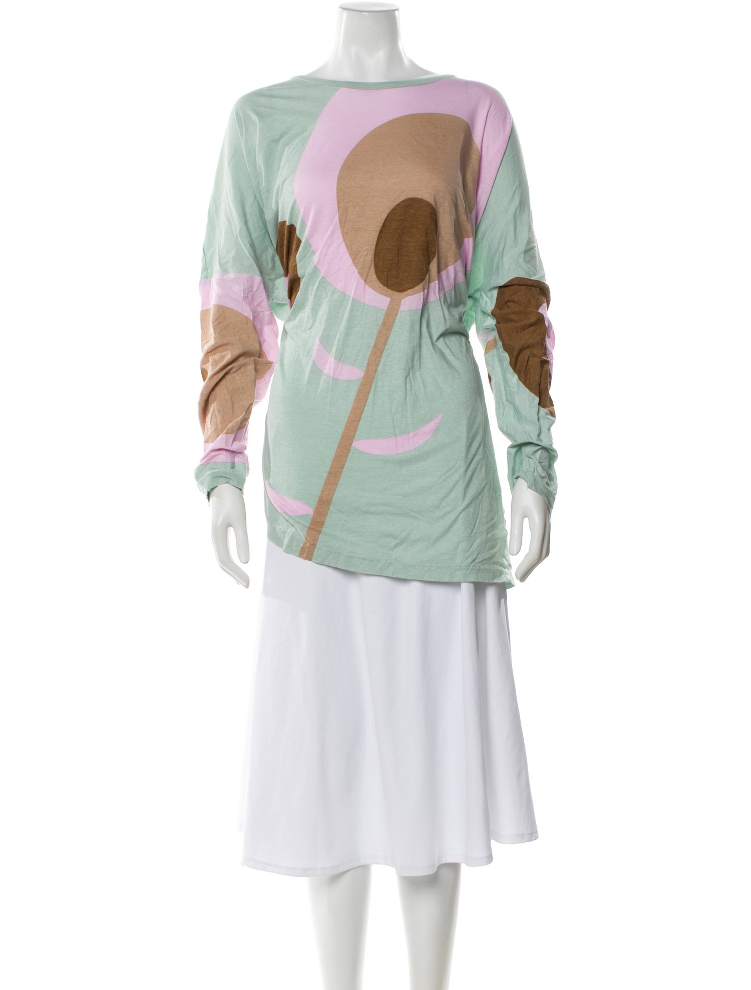 Yvonne S Graphic Print Bateau Neckline Top