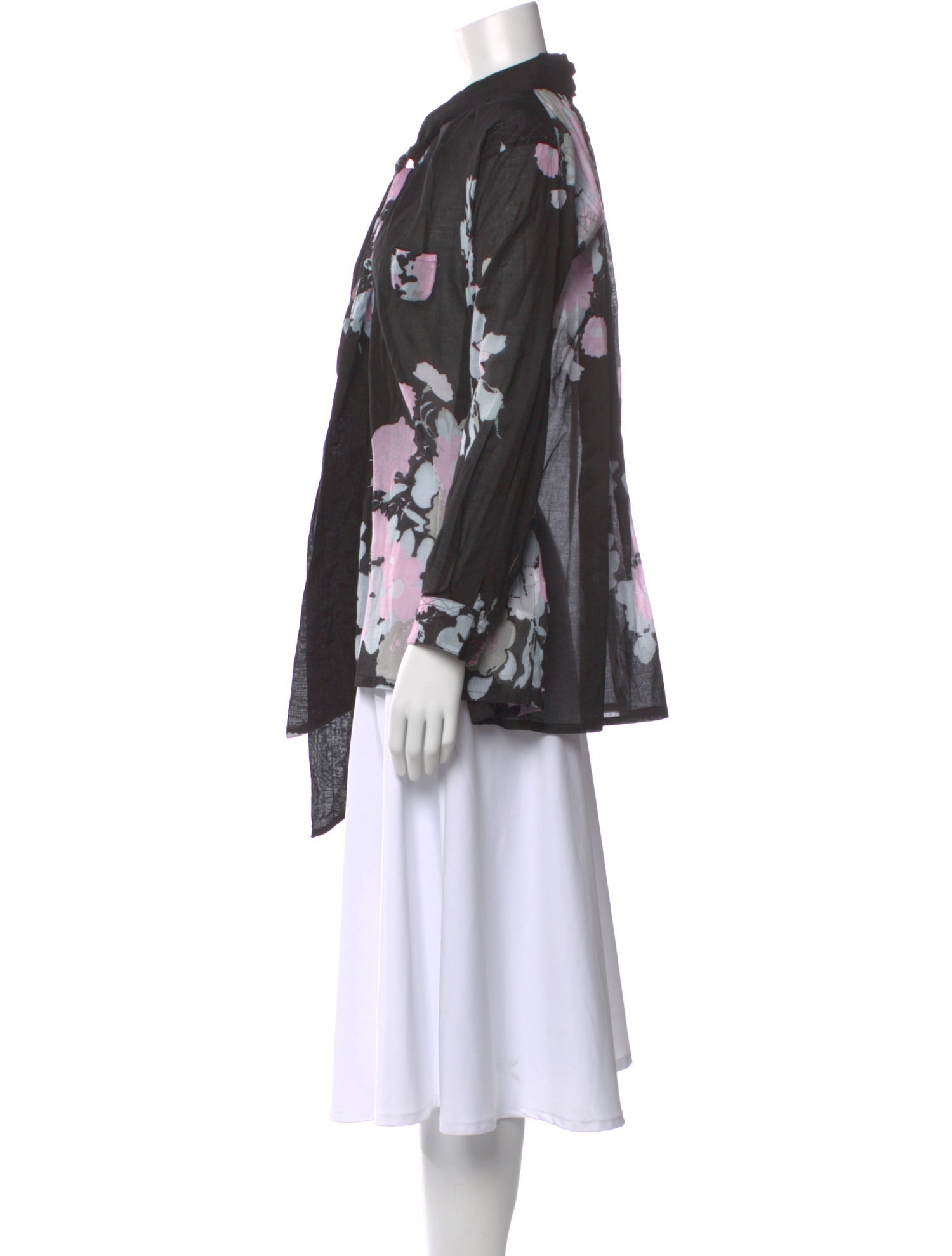 Yvonne S Floral Print Tie Neck Blouse