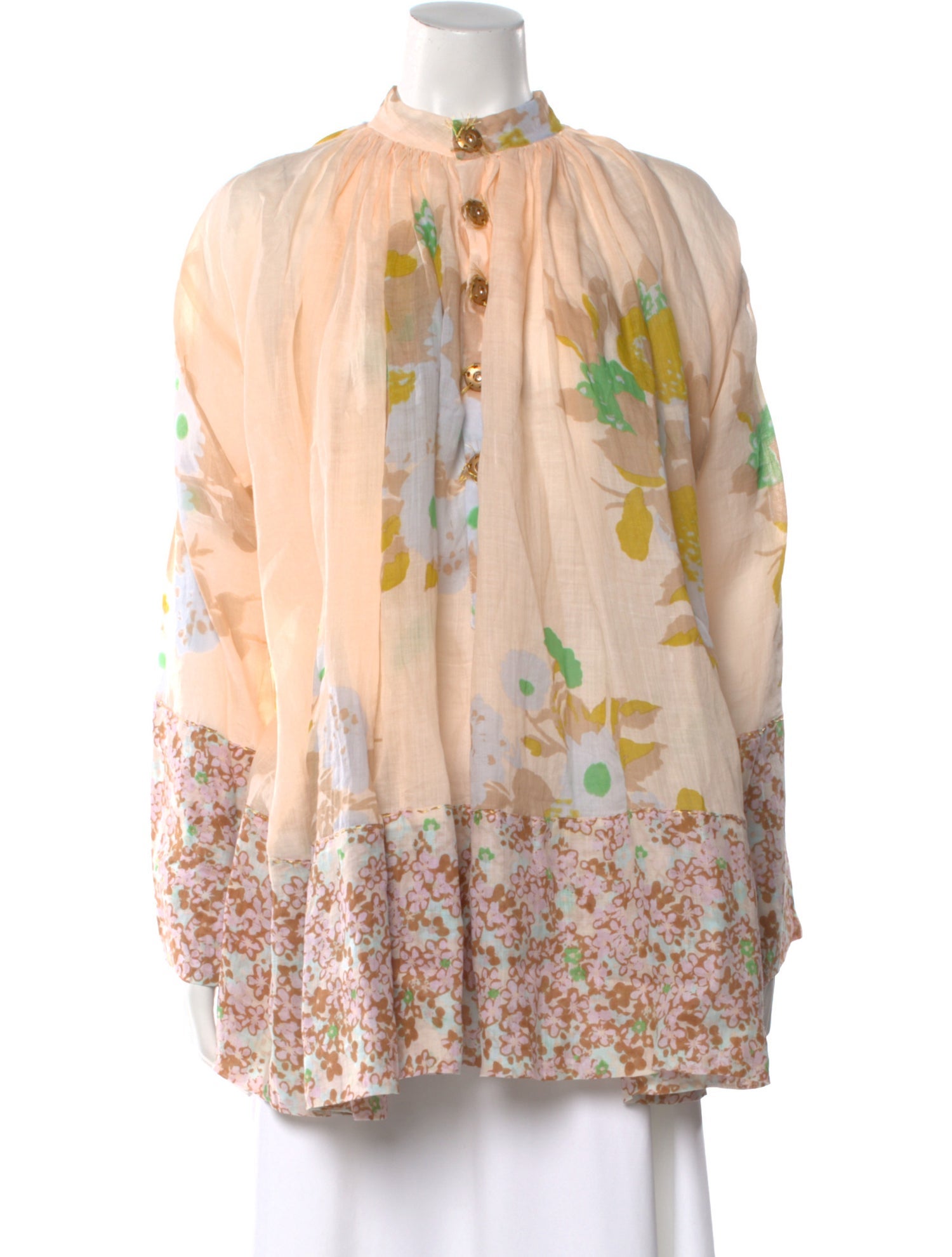 Yvonne S Linen Floral Print Blouse w/ Tags