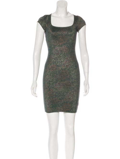 Zac Posen Metallic Mini Dress Green