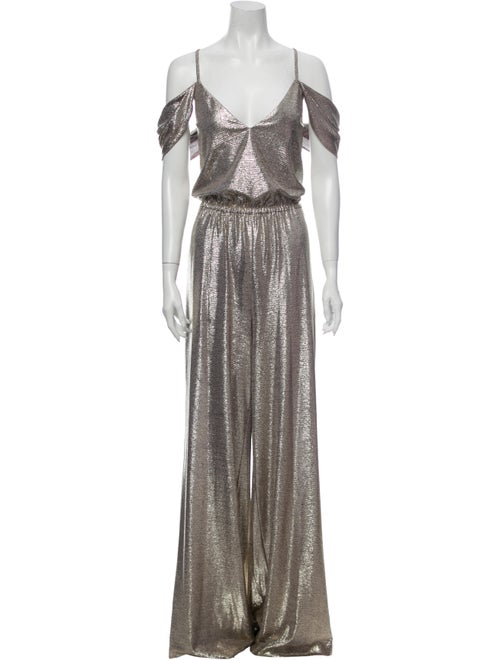 Zac Posen Metallic High-Rise Jumpsuit Gold