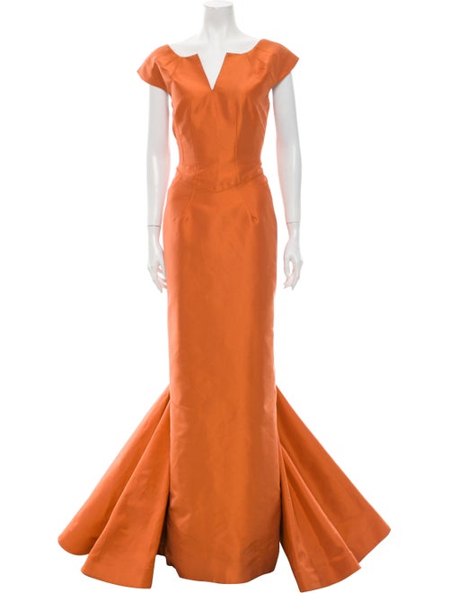 Zac Posen Silk Long Dress Orange
