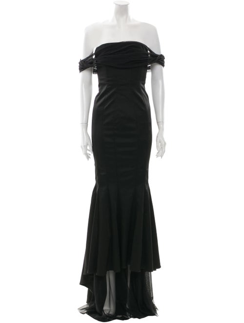 Zac Posen Off-The-Shoulder Long Dress Black