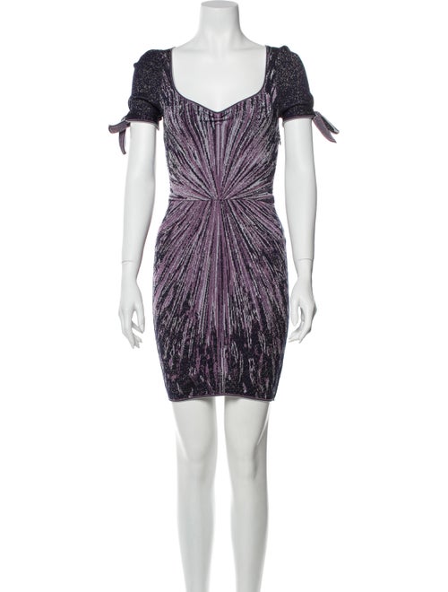 Zac Posen Printed Mini Dress Metallic