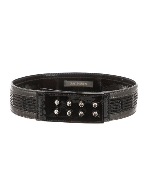Zac Posen Patent Leather Waist Belt Black
