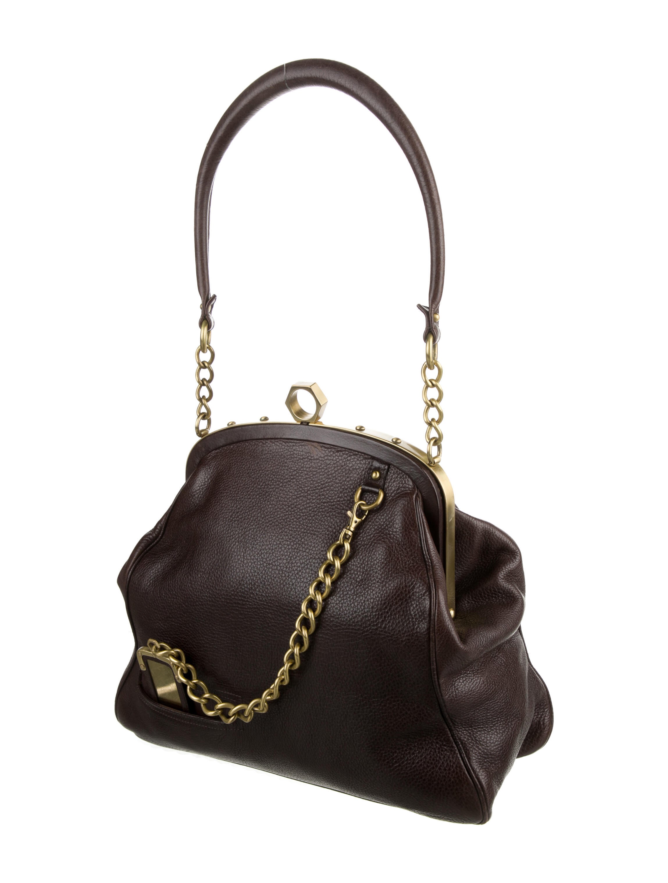 Zac Posen Grained Leather Tote Bag Brown Totes, Handbags ZAC39941