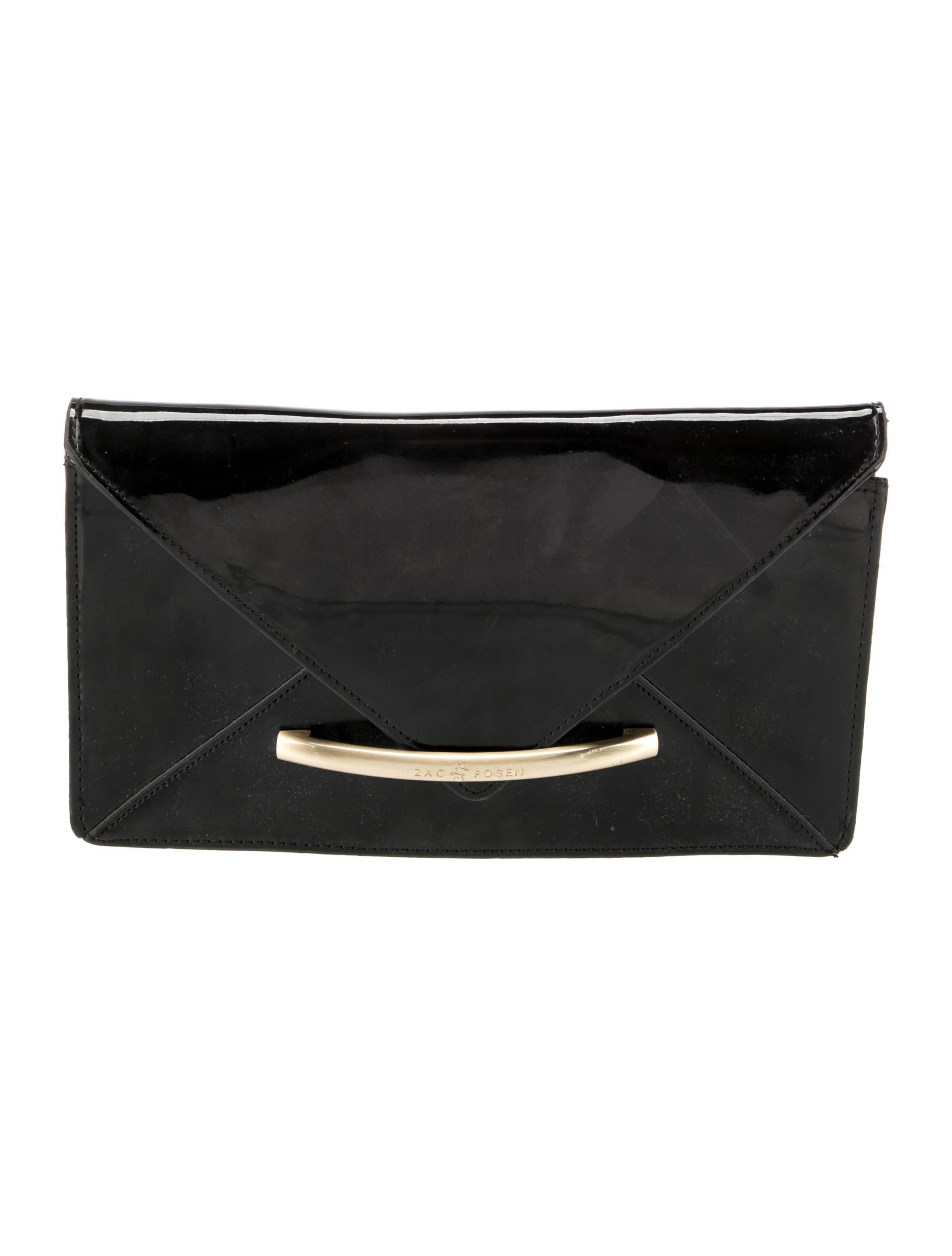 Zac Posen Z Spoke by Zac Posen Patent Leather Clutch Black Clutches