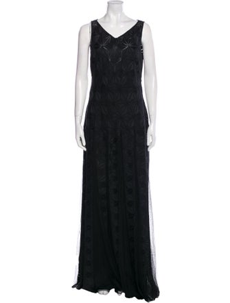 Zac Posen V-Neck Long Dress
