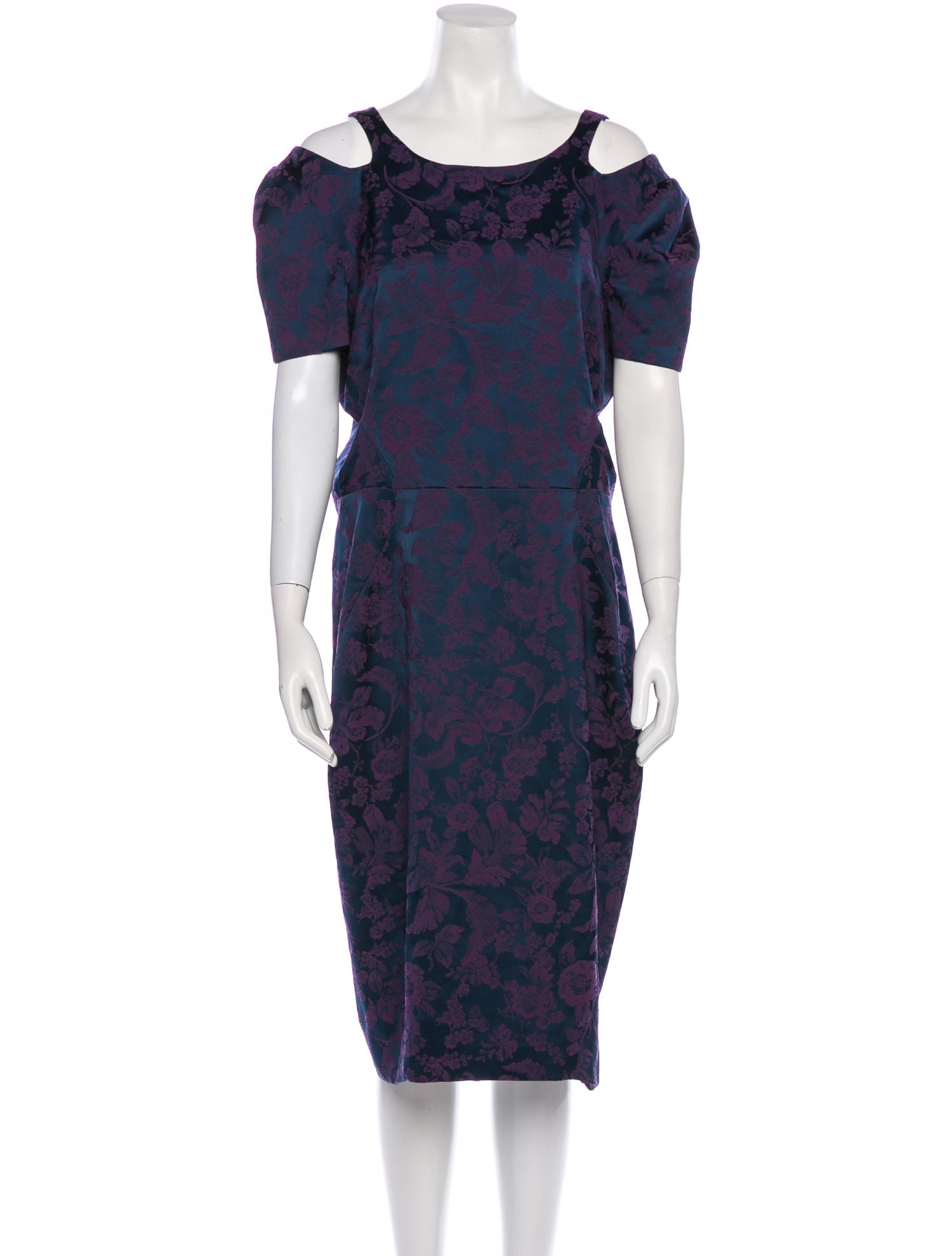 Zac Posen Floral Print Midi Length Dress