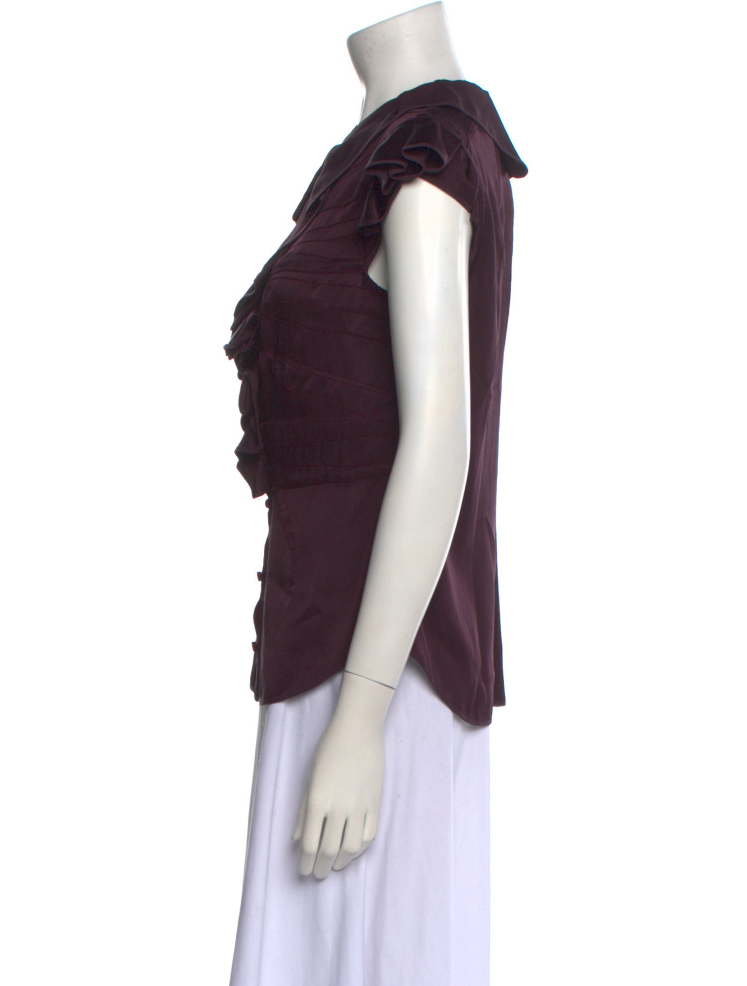 Zac Posen Silk V-Neck Button-Up Top