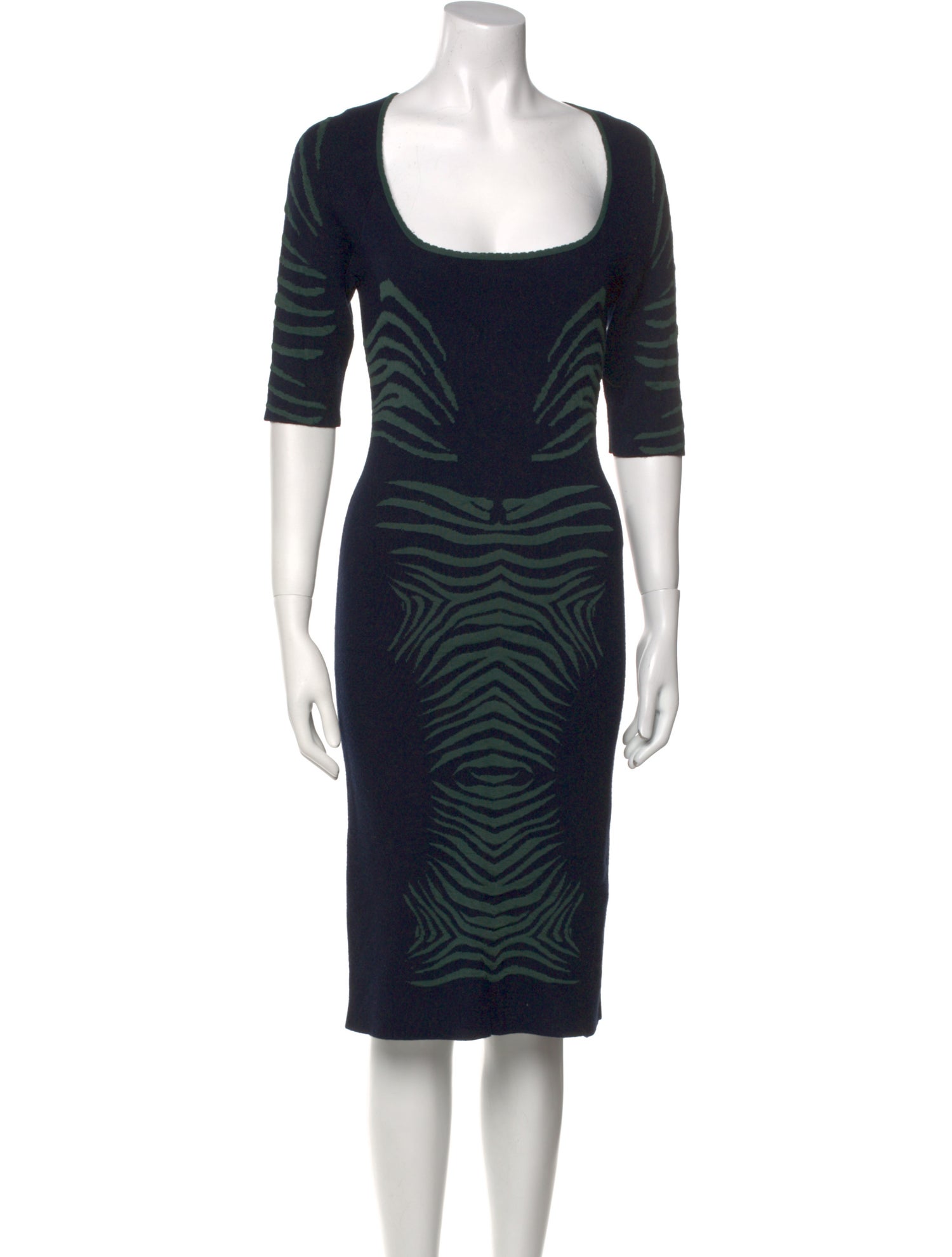 Zac Posen Scoop Neck Midi Length Dress