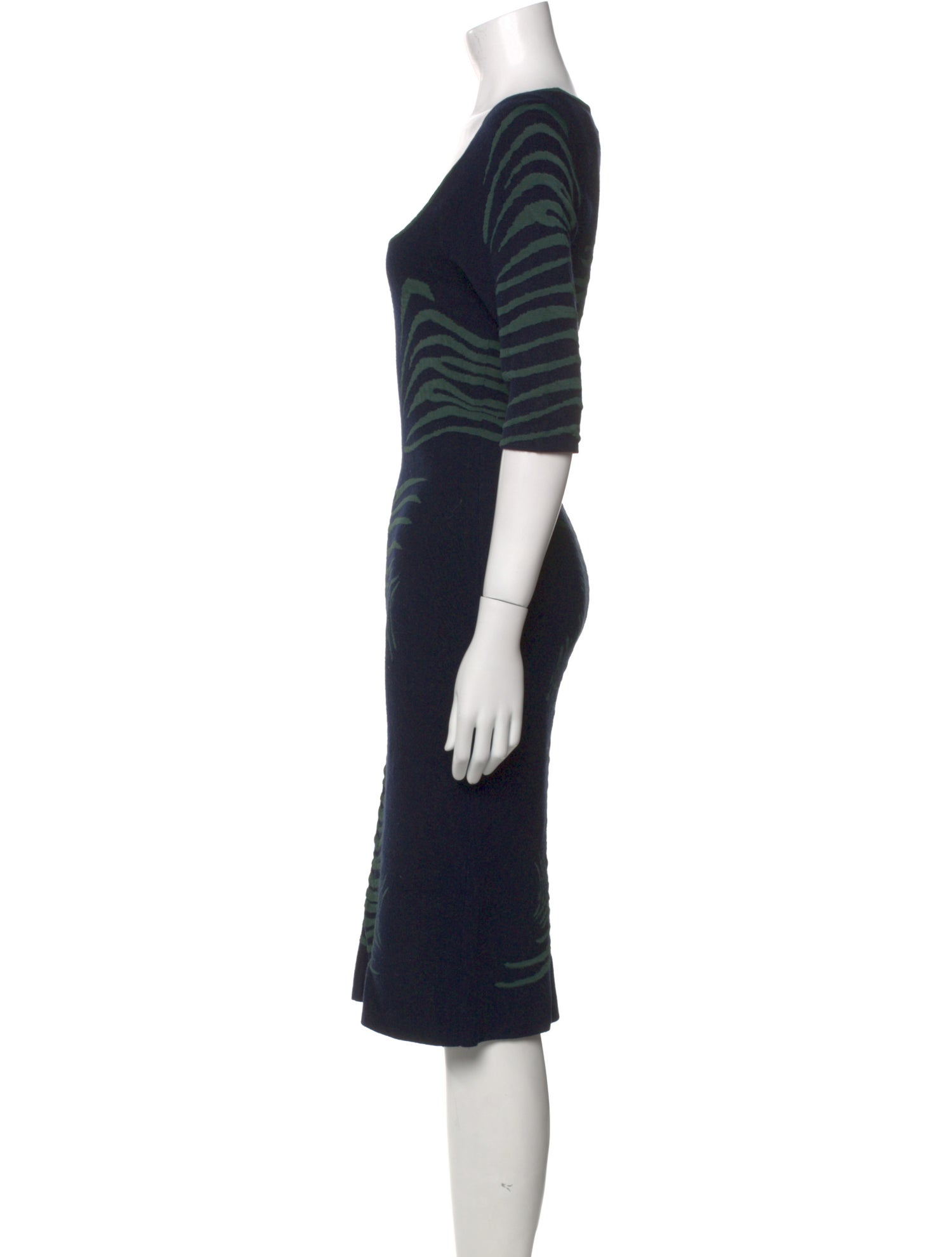 Zac Posen Scoop Neck Midi Length Dress