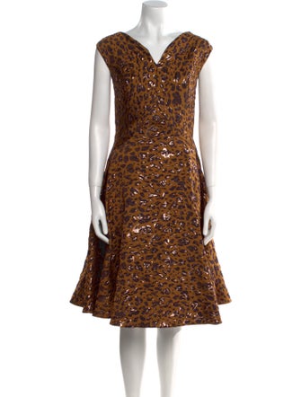 Zac Posen Animal Print Midi Length Dress w/ Tags