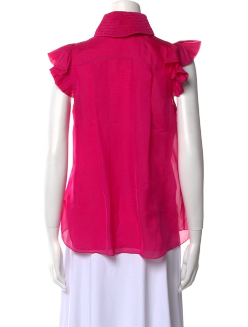 Zac Posen Silk Short Sleeve Button-Up Top