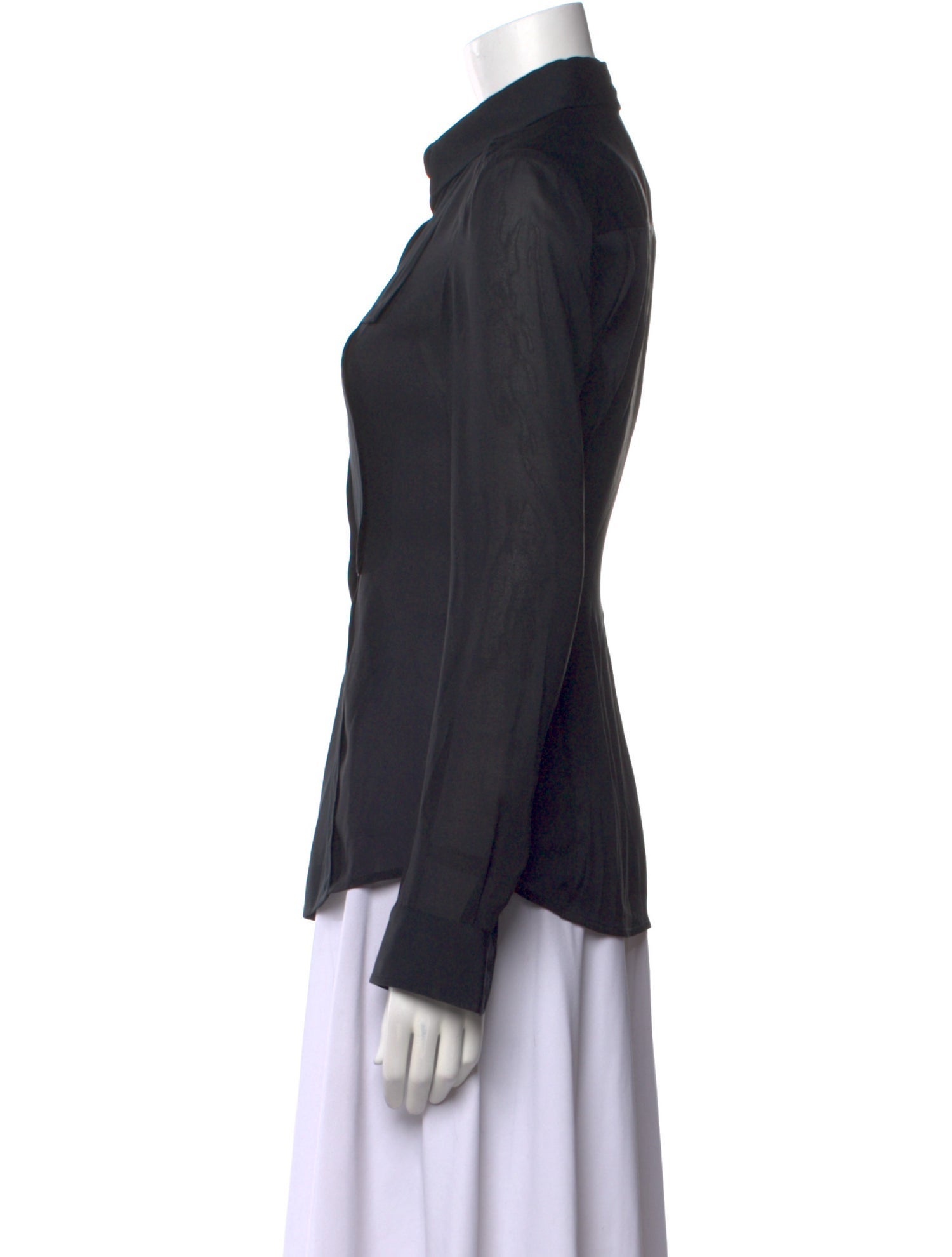 Zac Posen Silk Long Sleeve Button-Up Top