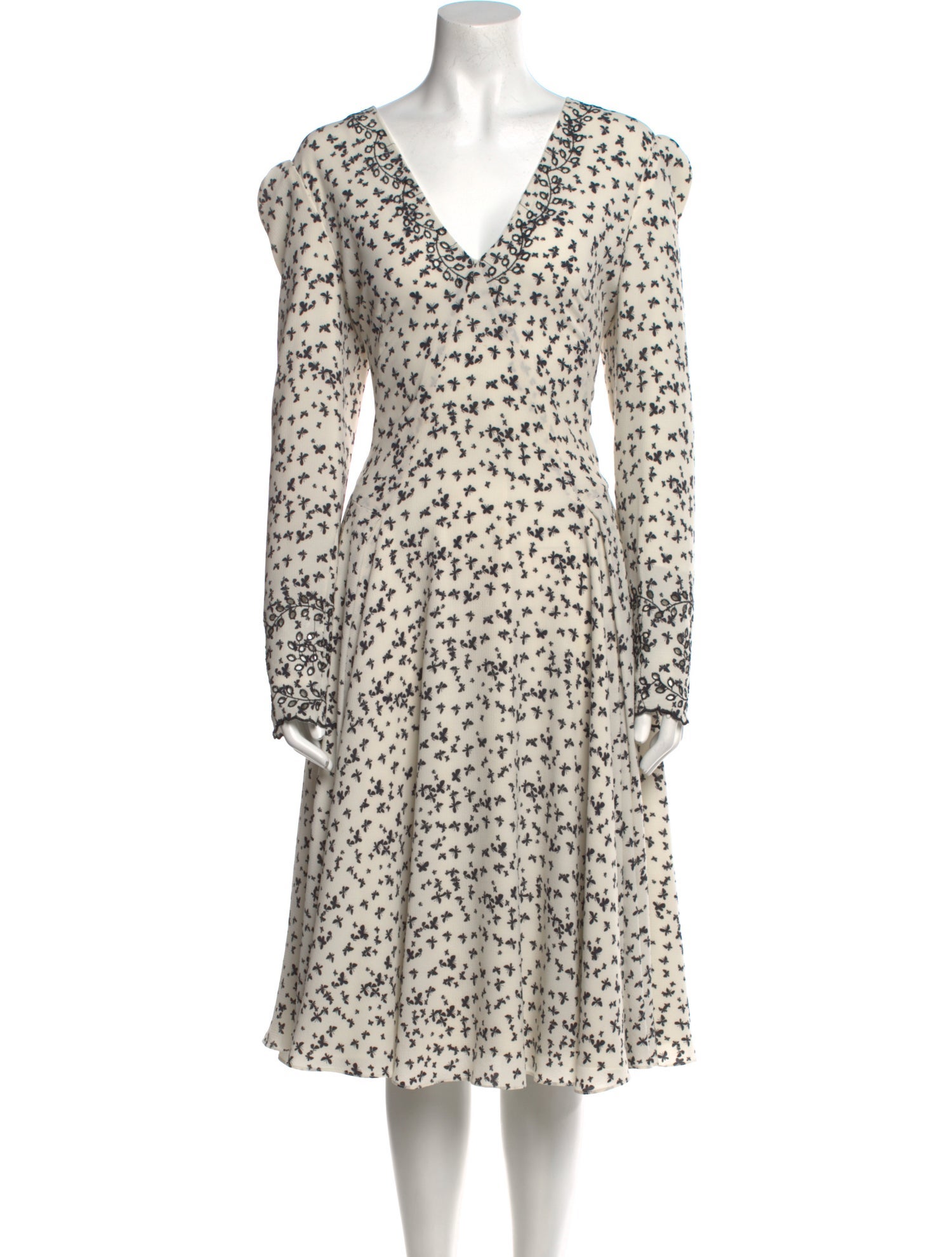 Zac Posen Floral Print Midi Length Dress