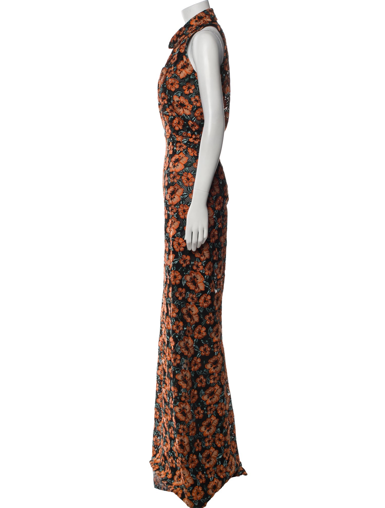Zac Posen Floral Print Long Dress