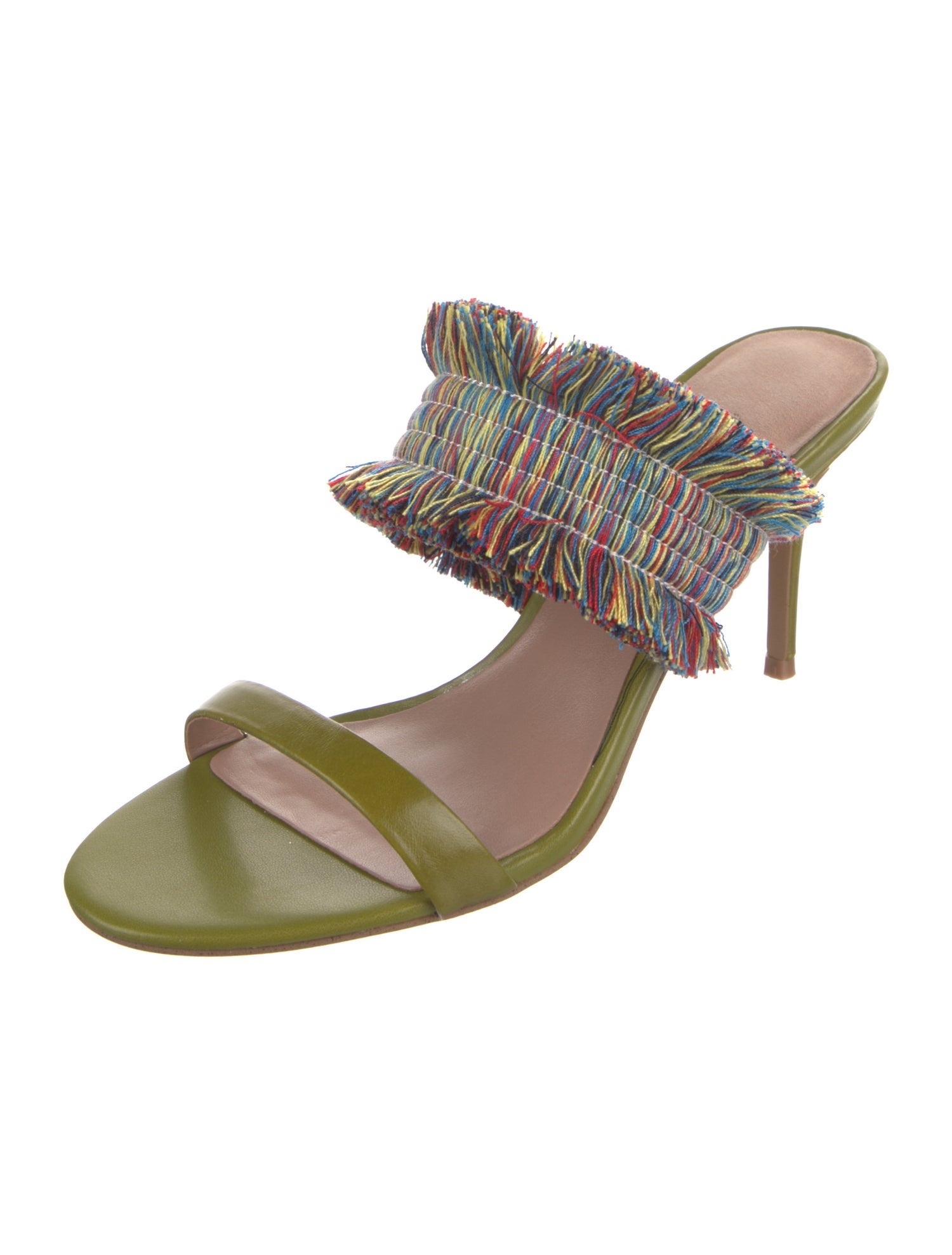 ZAC Zac Posen Leather Fringe Trim Accent Slides