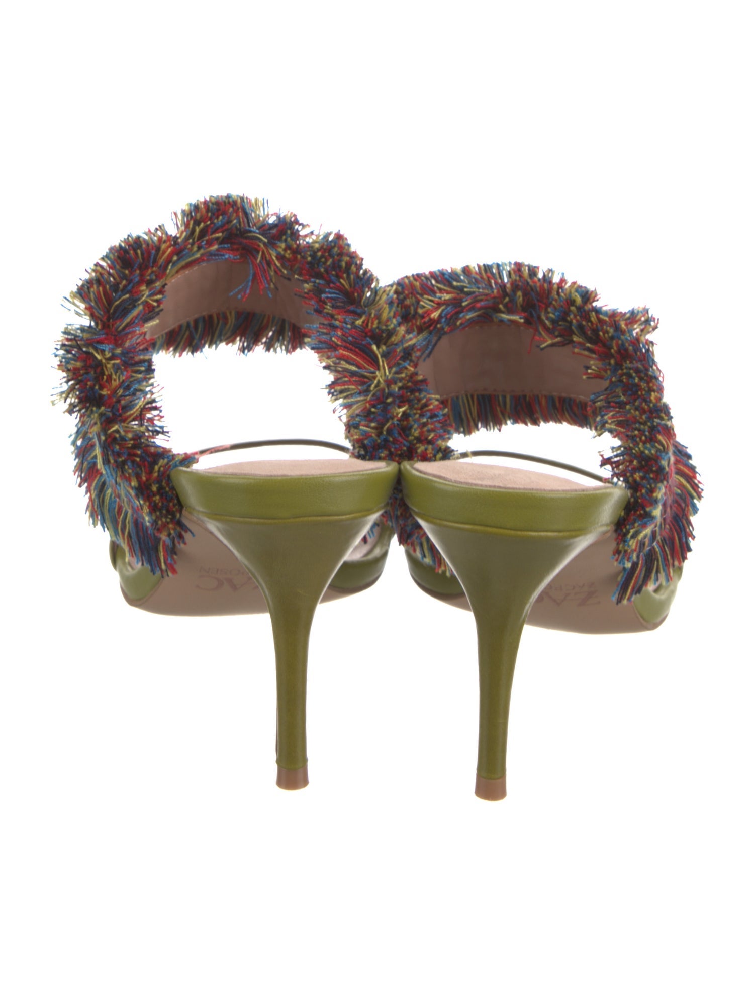 ZAC Zac Posen Leather Fringe Trim Accent Slides