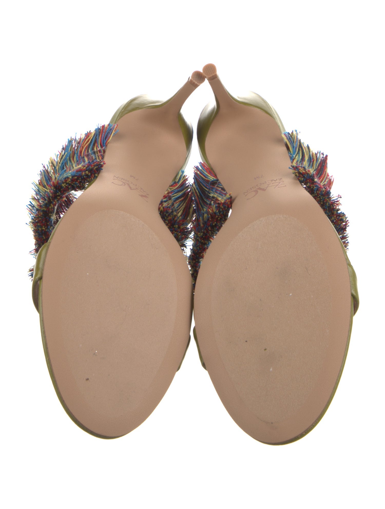 ZAC Zac Posen Leather Fringe Trim Accent Slides