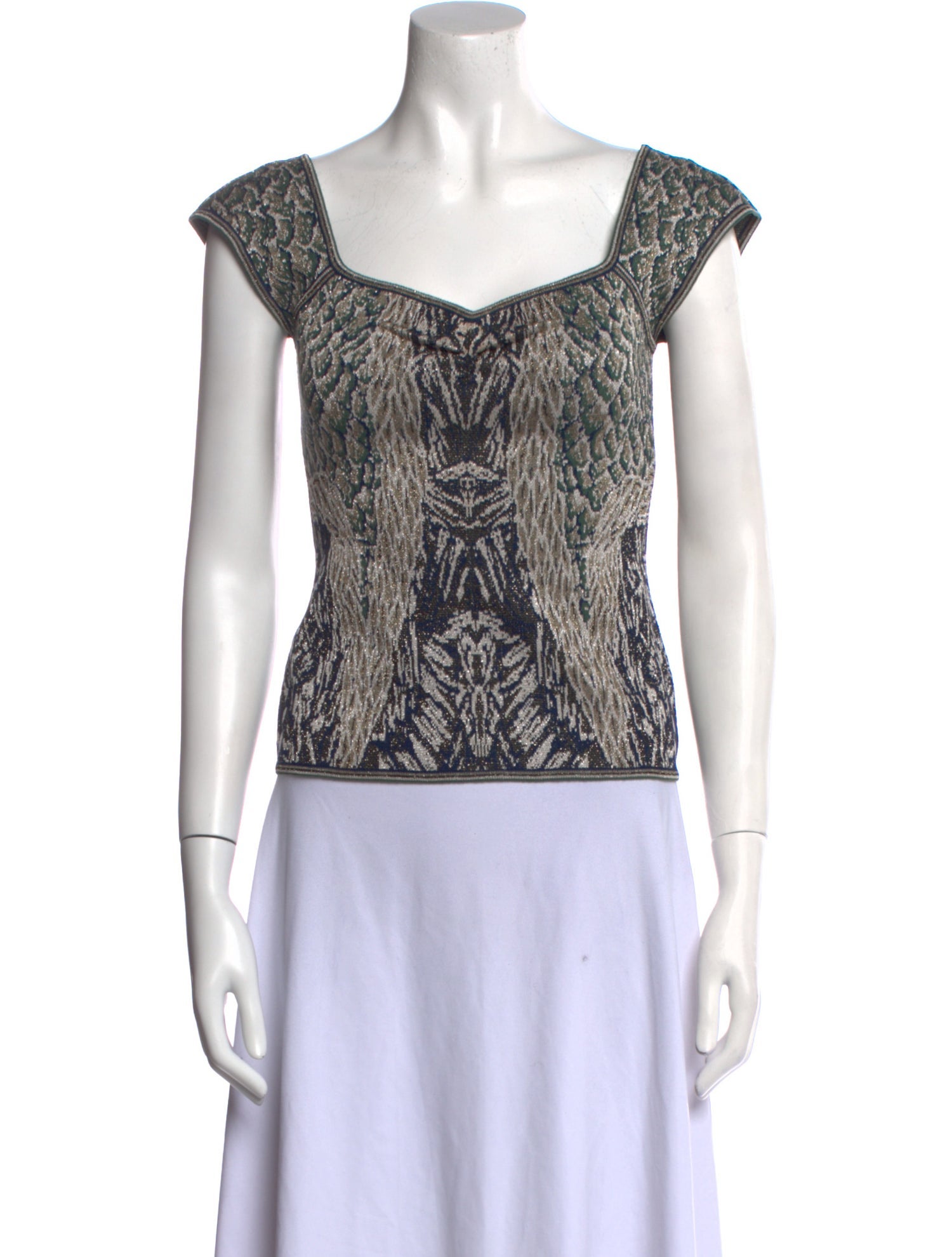 Zac Posen Printed Square Neckline Top