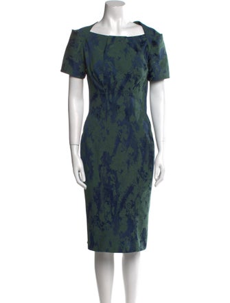 Zac Posen Floral Print Midi Length Dress